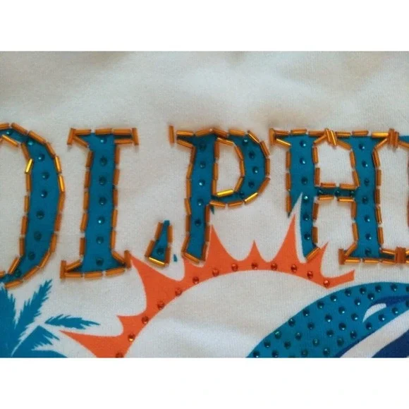 Miami Dolphins NFL Sweatshirt Est. 1966 AFC  Vintage? White Beaded Logo X-large - Picture 4 of 6